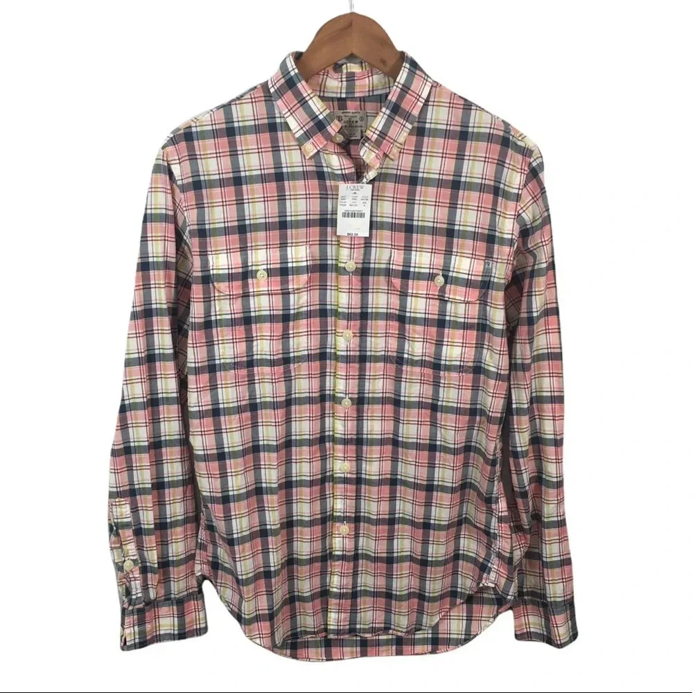 BF75 NWT Men’s J. Crew Preppy Plaid Madras Beach Button Down Shirt S ($62)
